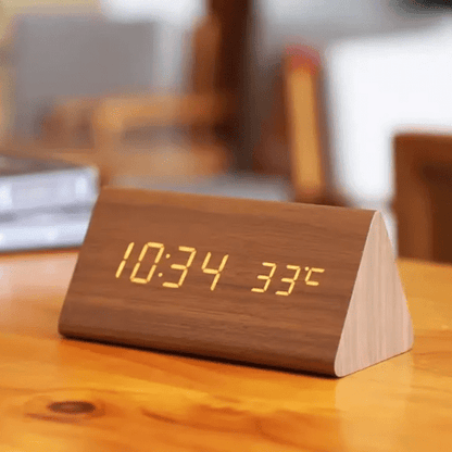 TIMBERGLOW – Voice Control LED Alarm Clock Wooden Display