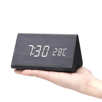 TIMBERGLOW – Voice Control LED Alarm Clock Wooden Display