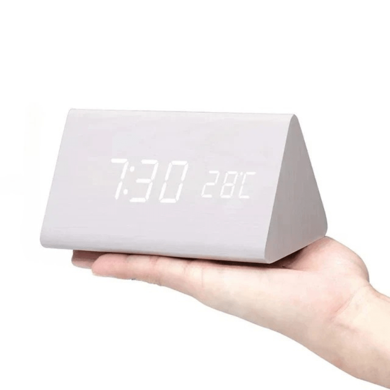TIMBERGLOW – Voice Control LED Alarm Clock Wooden Display