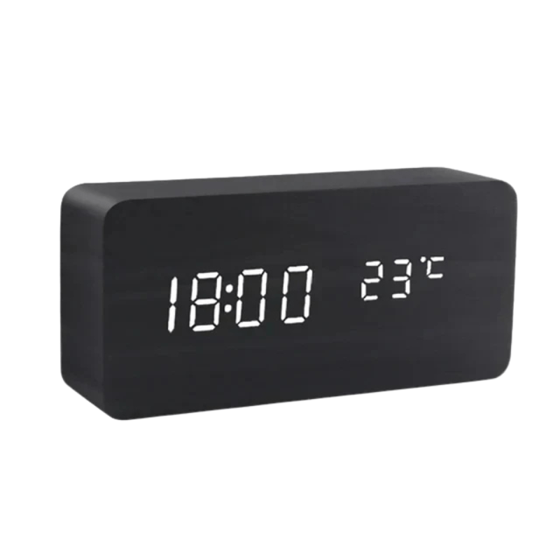 TIMBERGLOW – Voice Control LED Alarm Clock Wooden Display