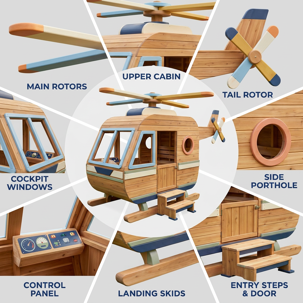 Helicopter-Themed Garden Playhouse for Kids