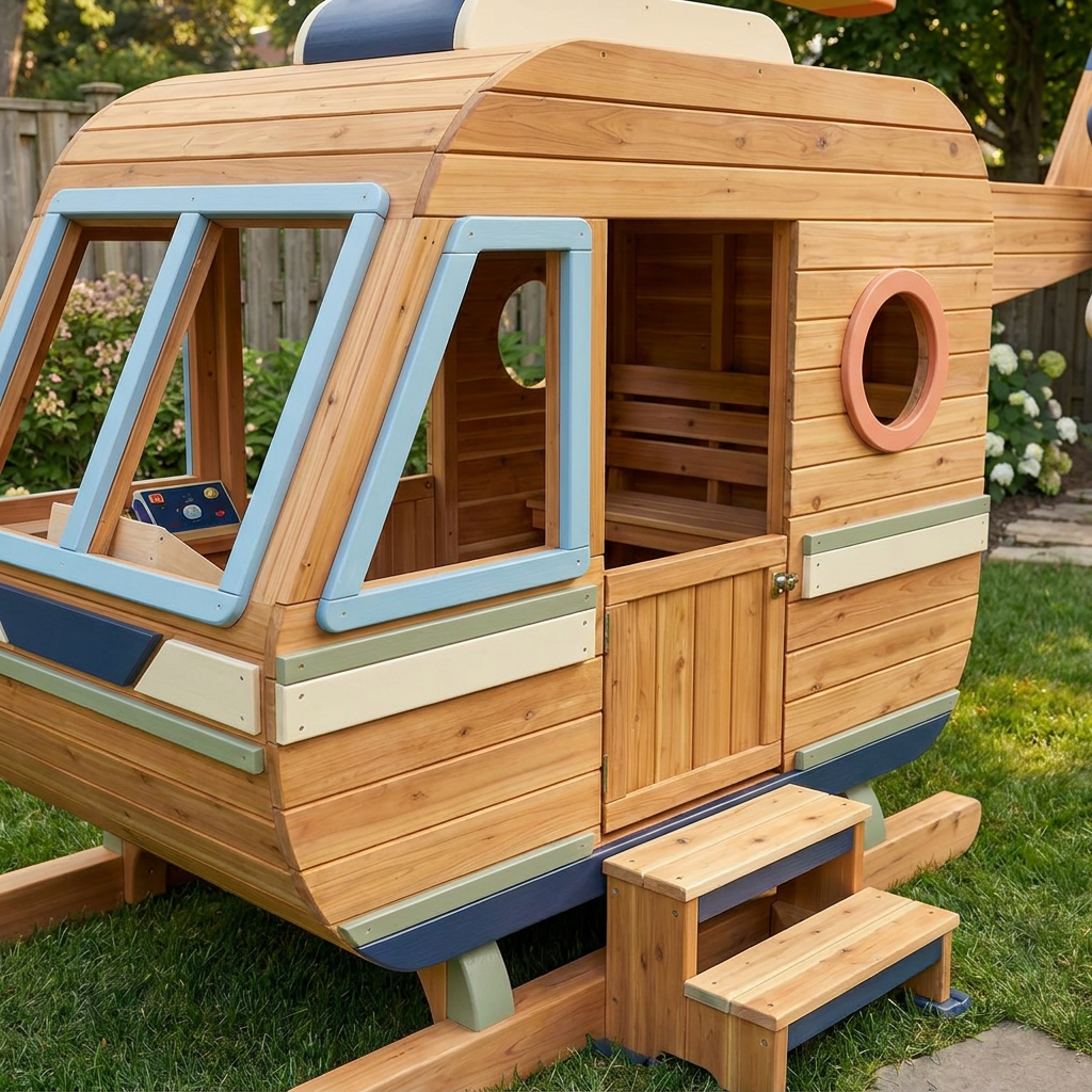 Helicopter-Themed Garden Playhouse for Kids