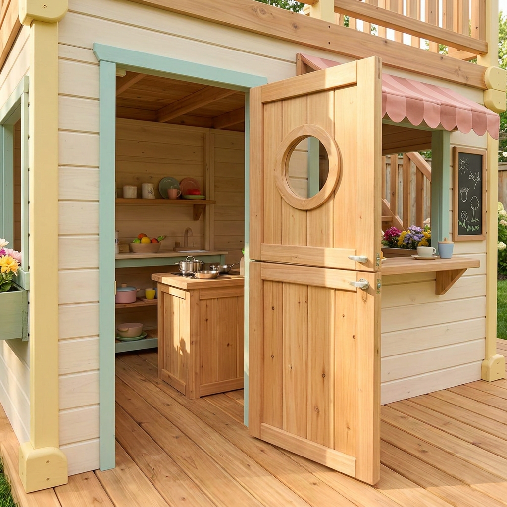 Raised-Deck Garden Playhouse with Cafe Patio