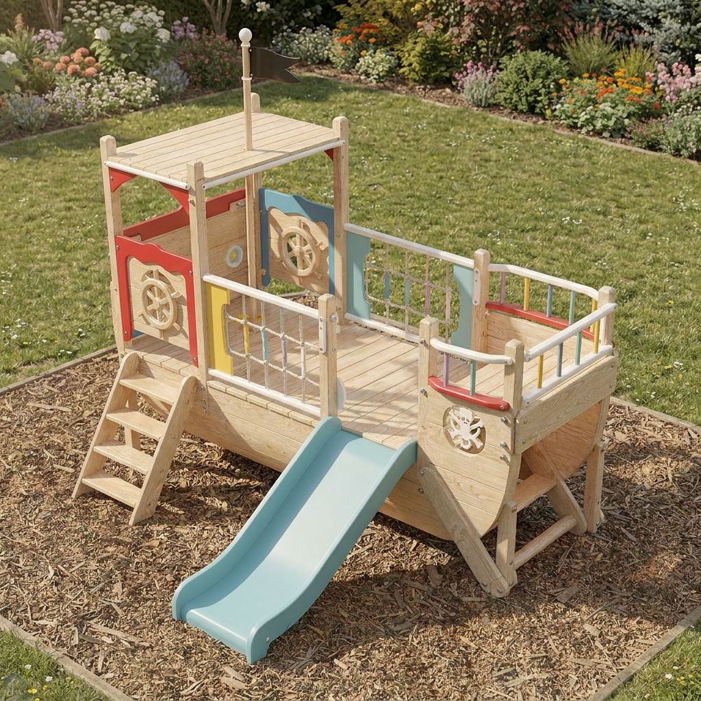 Little Pirate Ship Playset with Blue Slide