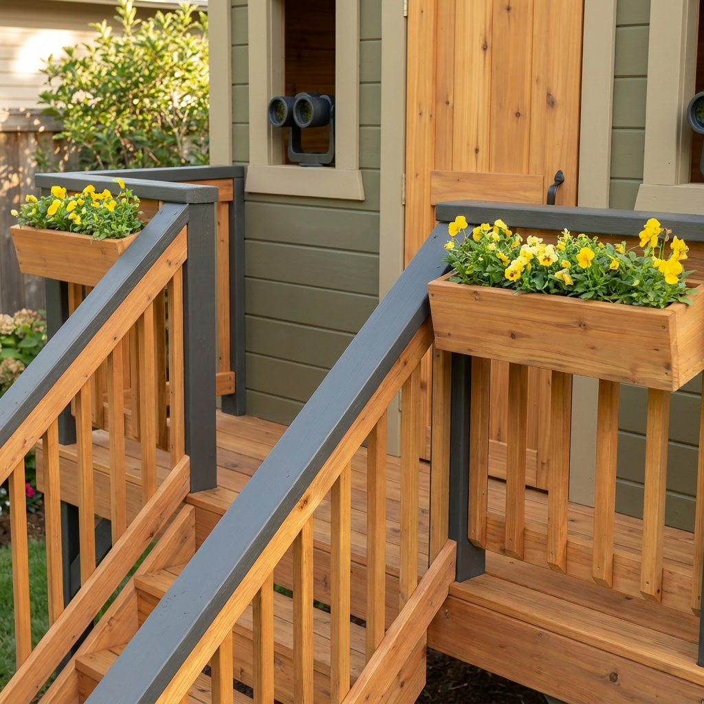 Elevated Lookout Playhouse with Copper-Colored Slide