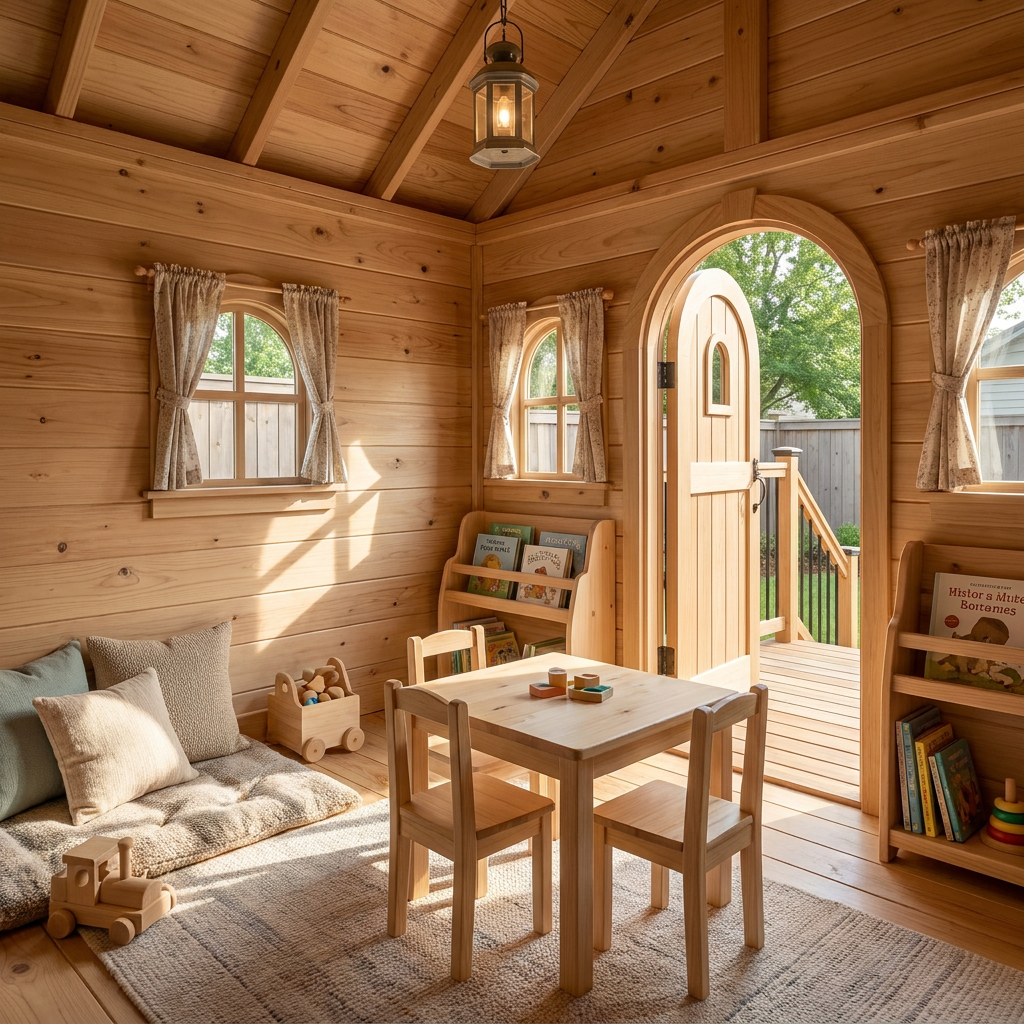 Garden Castle Playhouse with Slide and Raised Deck