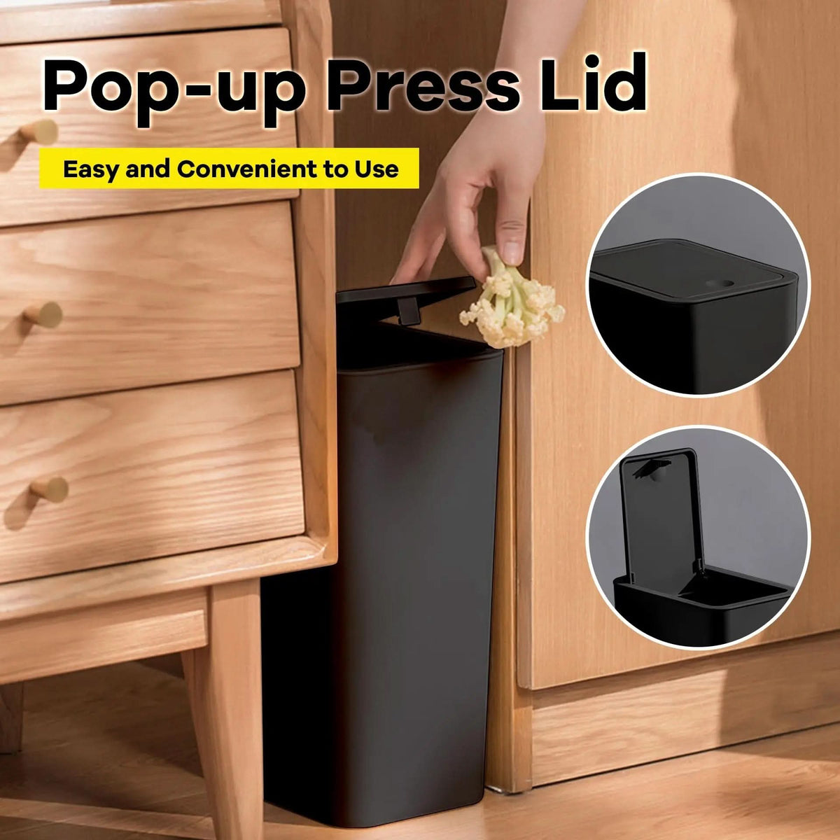 PRESSLUX – Slim Press Top Trash Can 12L