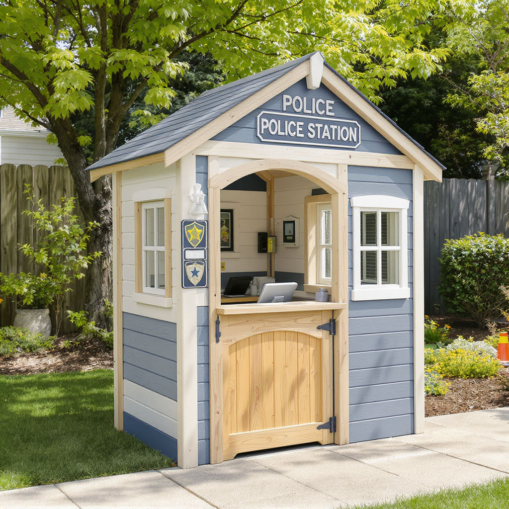 Police Station Outdoor Playhouse for Kids