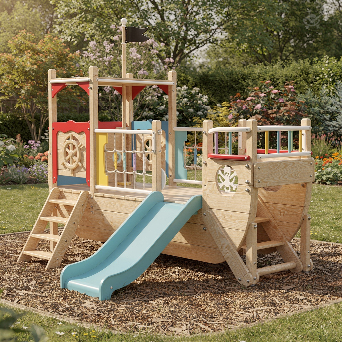 Little Pirate Ship Playset with Blue Slide