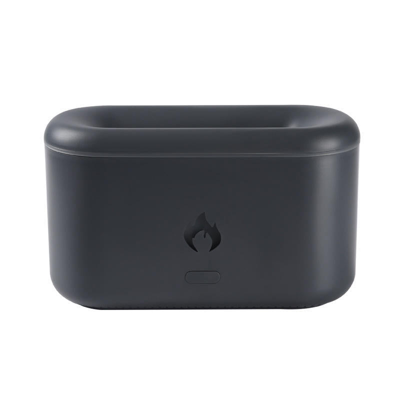 Black 3D flame diffuser, unlit, plain background