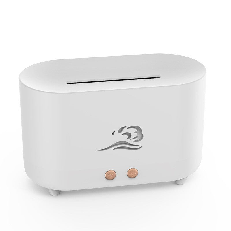 White flame aroma humidifier, unlit, plain background