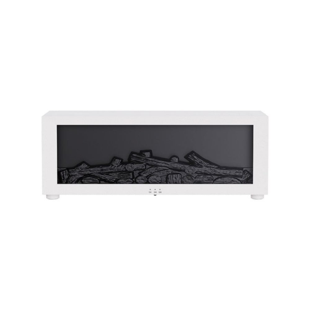 White fireplace aroma diffuser, unlit, plain background