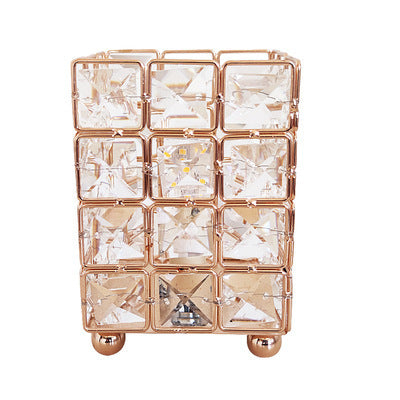 Rose-gold crystal frame lamp without salt, plain background