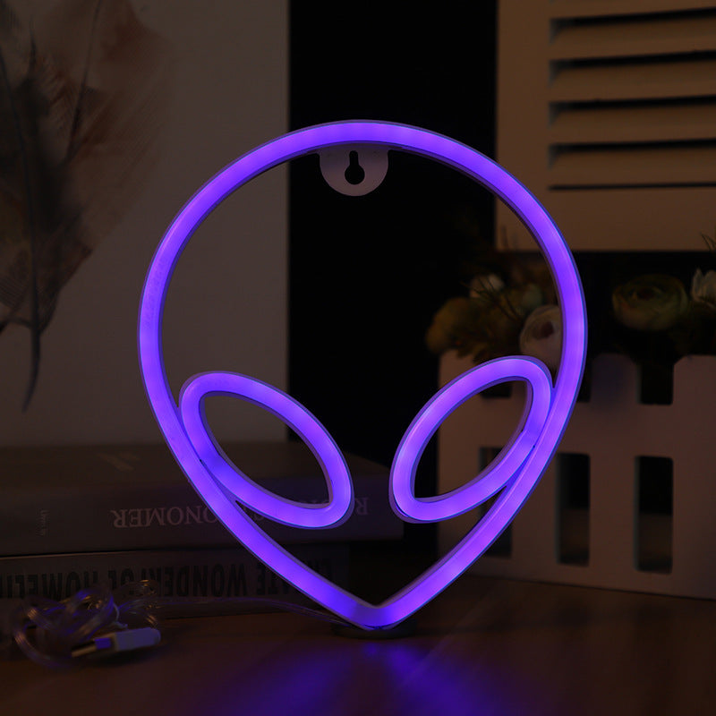 Neon wall sign in purple