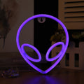 Neon wall sign in purple