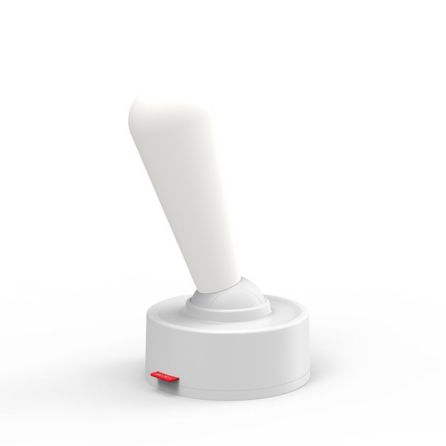 White cordless silicone wall light, unlit, plain background