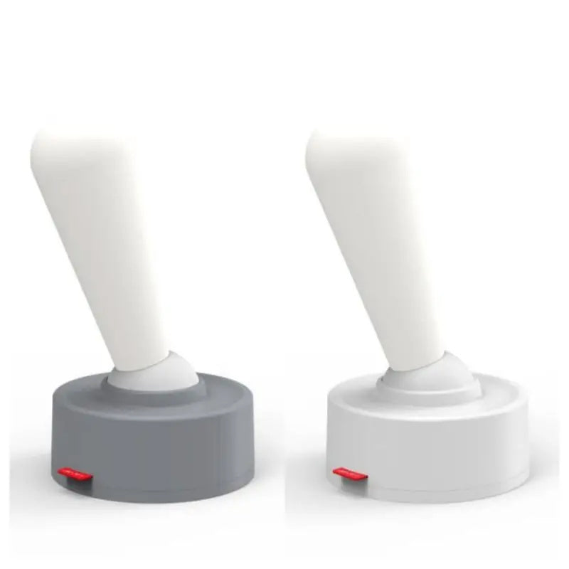 White and grey cordless silicone wall lights shown side by side